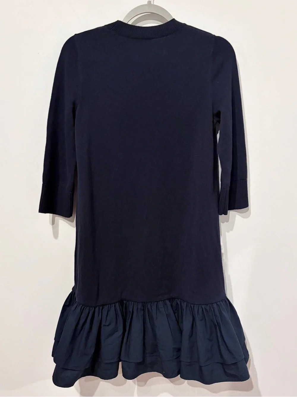 COS Navy Knitted With Woven Pleats Dress